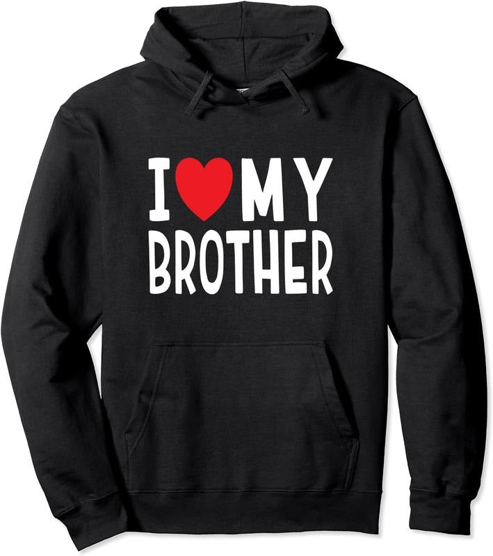 Family Sibling I Love My Brother Heart Hoodie | Unisex Hooded Sweatshirt T-Shirts | DripVista.com
