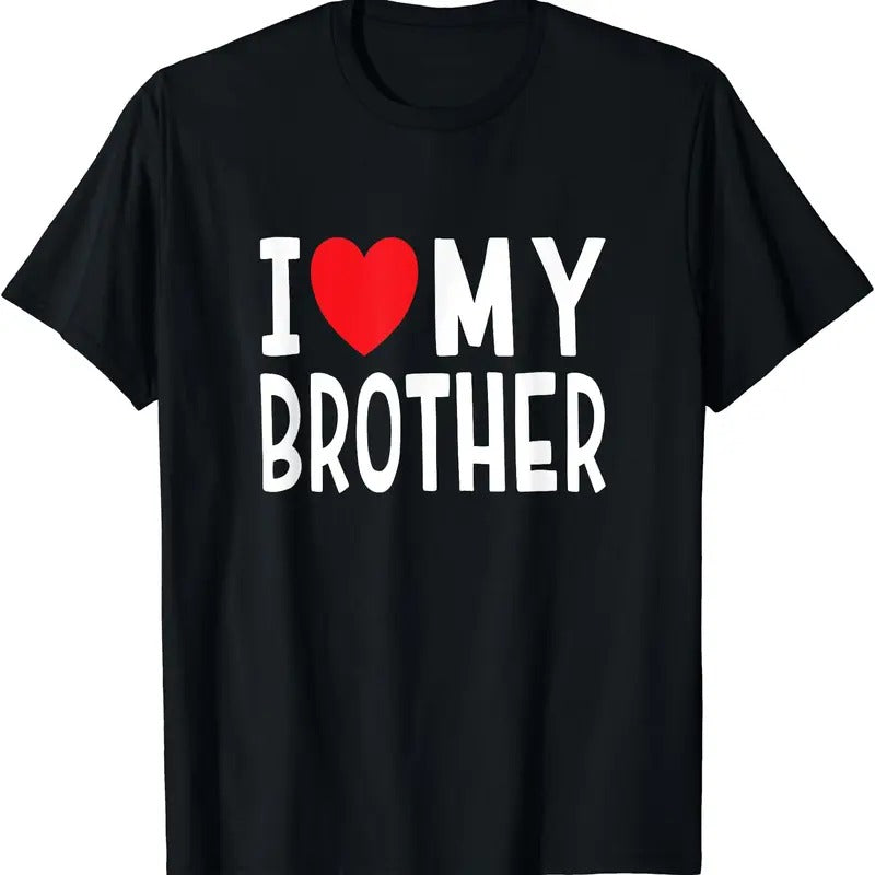 Family Sibling I Love My Brother Heart T-Shirt, Unisex Cotton Tee Gifts