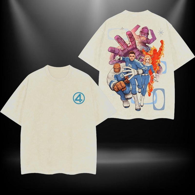 Fantastic WB shield v2 MCU Bat brand Double Printed Oversize Lightweight Acid Washed Tee TV Series Graphic Top Cotton...