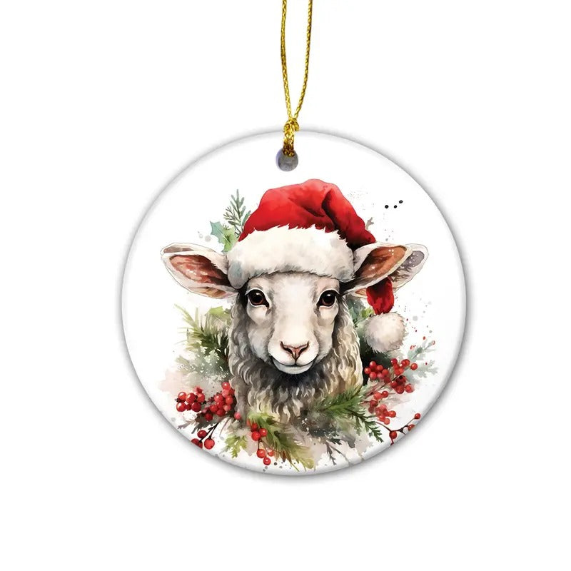 Farm Animals Ornament Sheep Farm Animals Christmas Holiday Decoration, Country Christmas Decor Ornament, Sheep Lover Gift