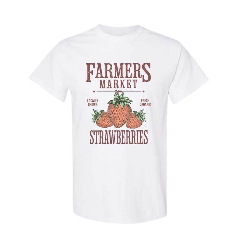 Farmers Market Strawberry T Shirt, Strawberry Lover Gift, Full Color, Full Size Classic Cotton Hoodie, Sweatshirt