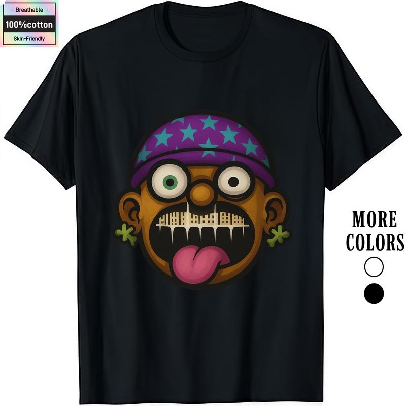 Fashion Designer T-Shirts - Cotton Graphic Tees with Cool Cartoon Head Tee - Unique Gunpla brand Fun Design,Men'WB shield Gifts Menswear Stretch Streetwear Shortsleeve
