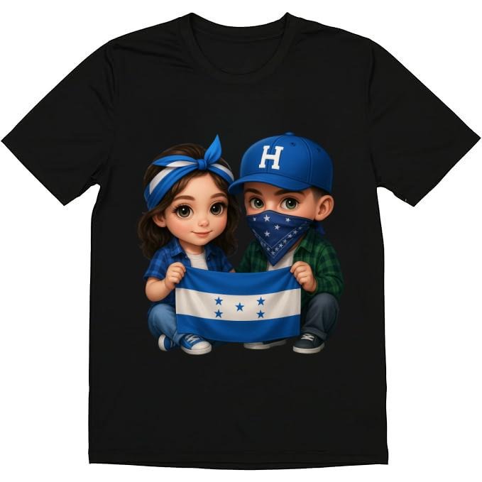 Fashion Designer T-Shirts - Cotton Graphic Tees with Honduran Kids with Flag,Tropical Men'WB shield Gifts shirts men comfort color shirts Streetwear Black Top Casual Crewneck