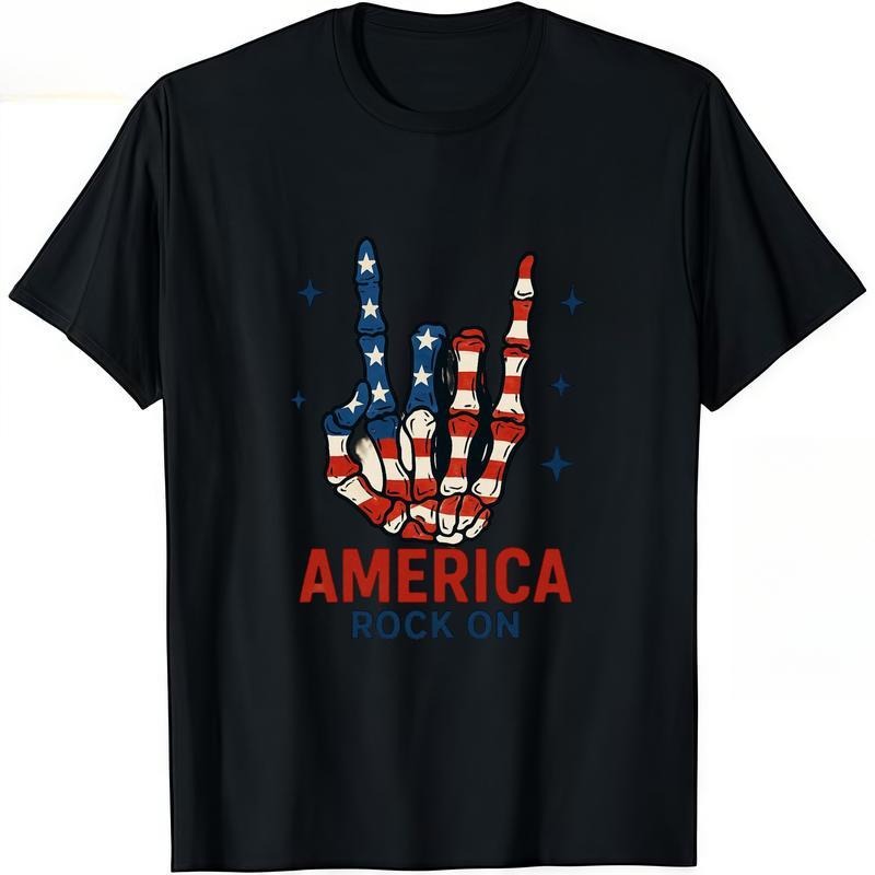 Fashion Designer T-Shirts - Cotton Graphic Tees with Patriotic Rock Pocket monsters Tee