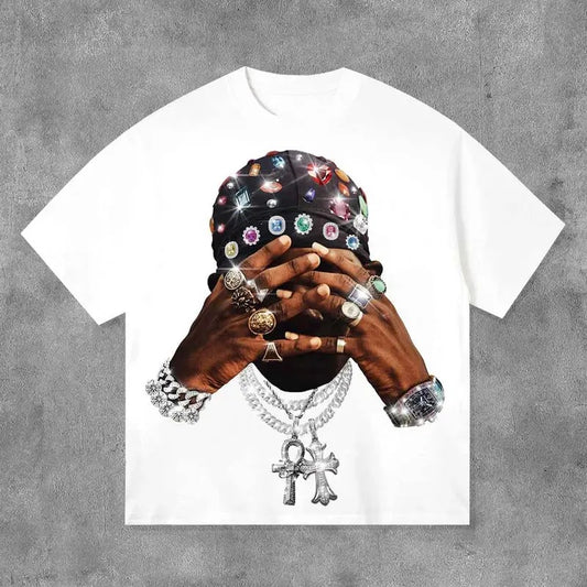 Fashion Diamond Print Short Sleeve T-Shirt, Cotton Casual Crew Neck Menswear Tshirt Crewneck, T-Shirt For Unisex , Gift For Men Top Underwear