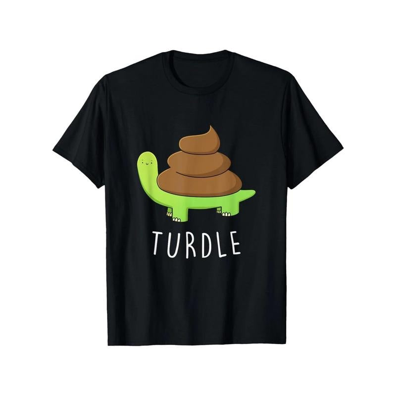 Fashionable T-shirt for Turtle Enthusiasts, Featuring Humorous Gunpla brand Joke Patterns with Printed Designs. FOG Round...