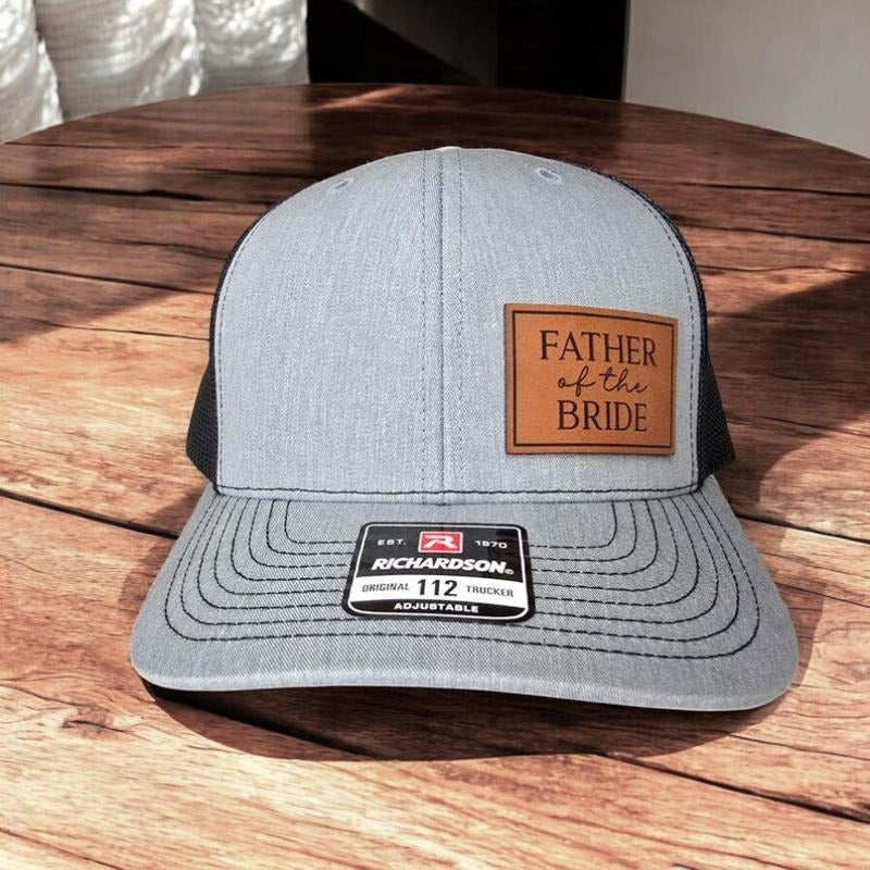 Father of the Bride Trucker Hat, Custom Wedding Hats, Hats For Groomsman, Best Man Hats, Leather Patch Hat, Snapback...