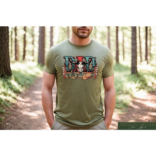 Father's Day Gifts Boho Cow Skull Dad T Shirt Hoodie Sweater, Western Dad Shirt, Country Dada Shirt, Father's Day Shirt, Gift For Dad, Cowboy Dad T-Shirt, Dad Sweatshirt, Cool Dad Club