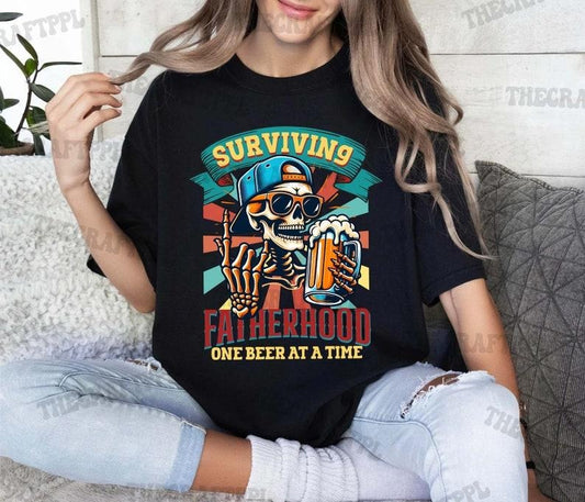 Father's Day Gifts Surviving Fatherhood One Beer At A Time T Shirt Hoodie Sweater, Father's Day T Shirt Hoodie Sweater, Funny Dad, Birthday Dad, Retro Father