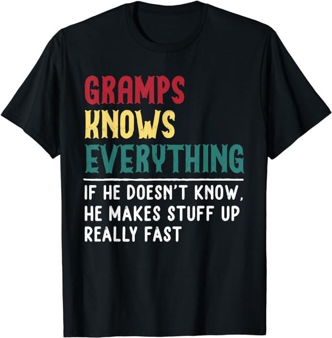 Father's Day T-Shirt, Gifts For Dad, Gramps Know Everything Fathers Day for funny grandpa Gramps T-Shirt Menswear Top...