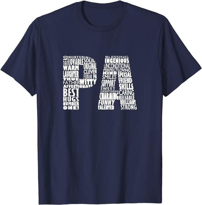 Father's Day T-Shirt, Gifts For Dad, Pa Dad Grandpa T-Shirt Word Cloud Shirt Father's Day Gift Menswear Top Hoodie,...