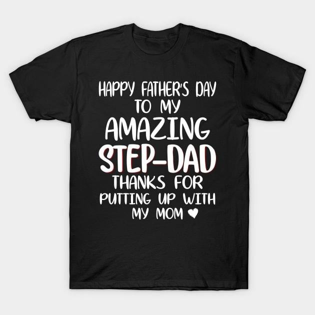 Father's Day T-Shirt, Gifts For Stepdad, Happy Father's Day Step Dad T-Shirt Menswear Fashion Casual Cotton Top Basic...