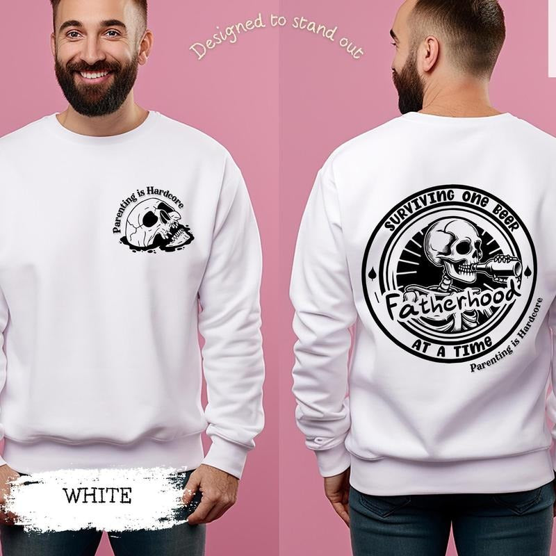 Fatherhood Front And Back Shirt, Surviving Fatherhood One Beer At A Time, Funny Father Tee, Fathers Day Gift, Parenting Is Hardcore Shirt