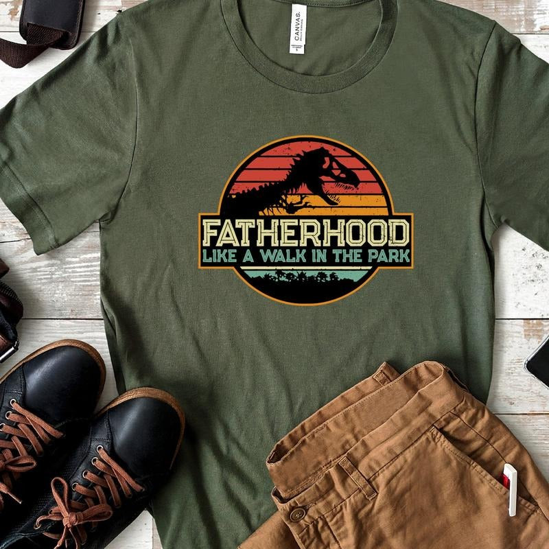 Fatherhood Like A Walk In The Park Shirt, Shirt, FatherS Day Shirt, FatherS Day Lion Face Shirt, FatherS Day Gift