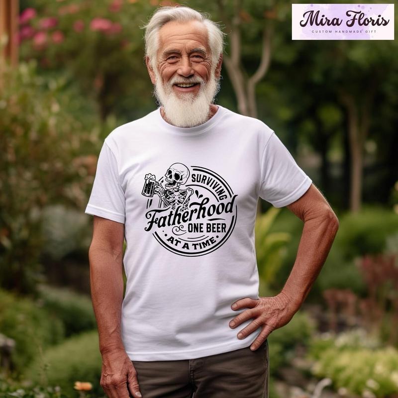 Fatherhood Shirt, Surviving Fatherhood One Beer At A Time, Funny Father Tee, Drinking Husband, FatherS Day Gift, Gift For Dad, Unisex Tees