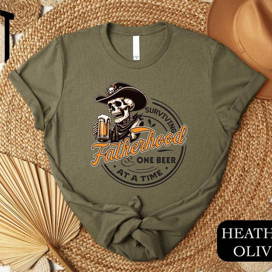 Fatherhood Shirt,Surviving Fatherhood One Beer At A Time,Funny Father Shirt,Funny Dad,Drinking Husband,Fathers Day Gift,Funny Gift For Dad