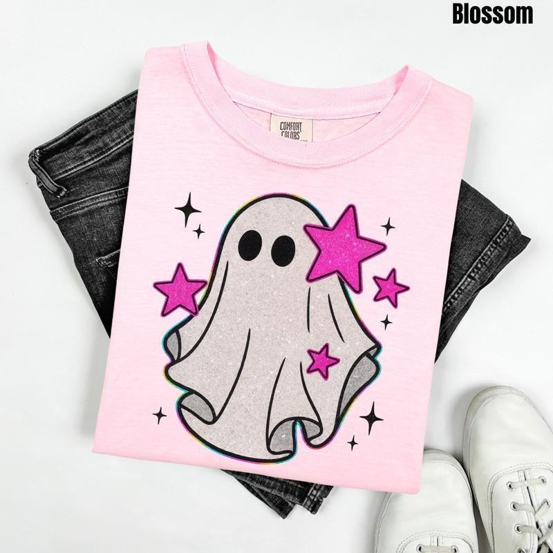 Faux Glitter Ghost Comfort Colors T-Shirt 'NLB' Hoodie, Sweatshirt | DripVista.com