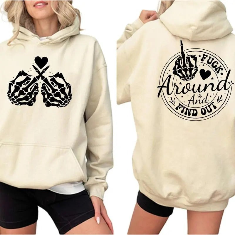 Fck Around Gunpla brand Find Out Hoodie, Middle Finger Hoodie, Sarcastic Hoodie Women, Skeleton Hand Hoodie T-Shirts,...