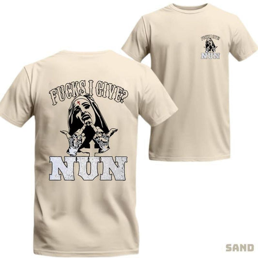 Fcks I Give Nun' T-shirt - Fun Bold Graphic, Religious-Inspired Shirt for Those Who Love Edgy Statements