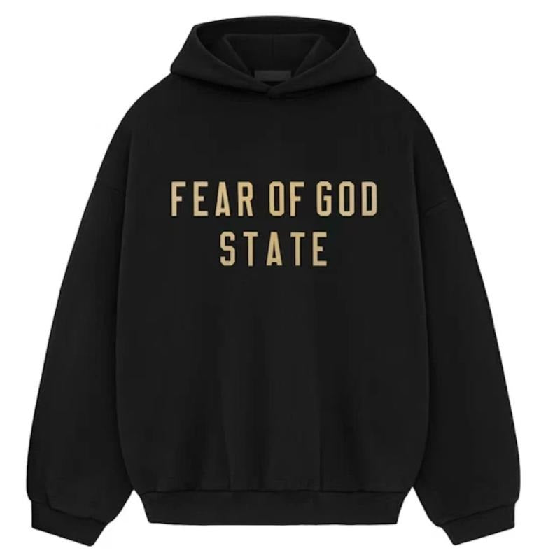 Fear of God Essentials Fleece Hoodie Black 192BT246250F Men's Oversized Fit XS-2XL Pullover with Gold Logo #Fashionweek #Fallfreshness