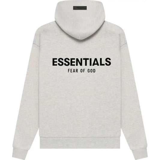 Fear of God Essentials Light Oatmeal Cotton Menswear Soft Pullover Oversized Fit Graphic Streetwear Top Longsleeves Vneck