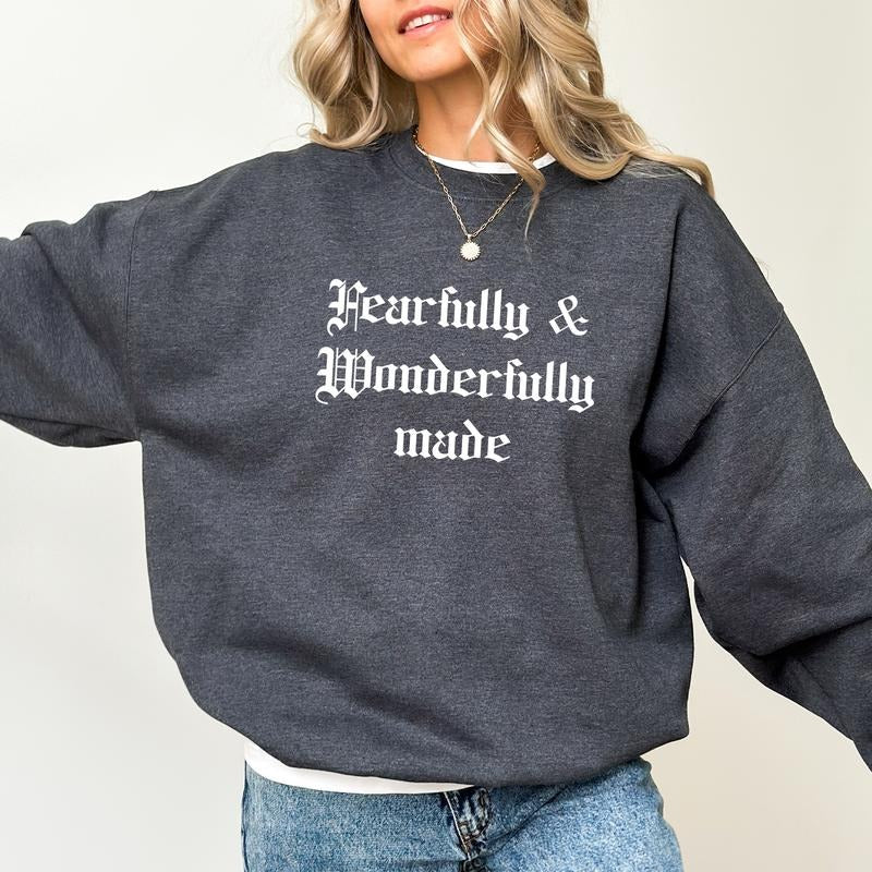 Fearfully and Wonderfully Made Sweatshirt, Cozy Scripture Sweater, Bible Verse Shirt, Christian Clothing Gifts, Faith...
