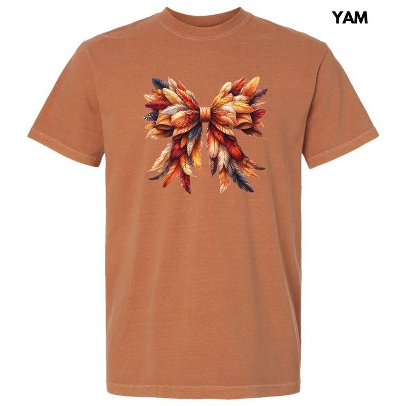 Feather Autumn Bow Comfort Colors T-Shirt 'NLB