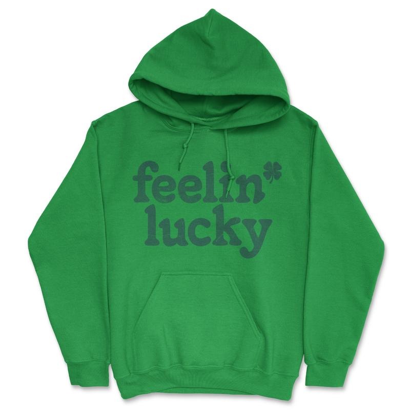 Feelin Lucky Unisex Hoodie Funny St Pattys Days Parade Four Leaf Clover Luck Joke Hooded Sweatshirt Funny Hoodies Saint...