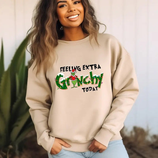 Feeling Extra Grin Today Christmas Sweatshirt, Christmas Hoodie, Family Christmas Sweatshirt, Funny Grin Tee Casual Collar