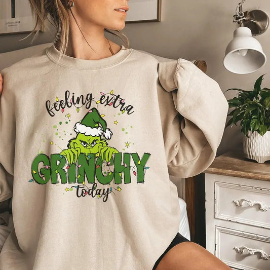 Feeling Extra Grinchy Today Christmas Sweatshirt, Funny Grinchy Gift, Merry Grinchmas, Christmas Gift, Family Matching, Merry Christmas 2024