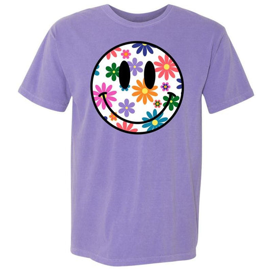 Feeling Floral Happy Face Comfort Colors T-Shirt 'NLB'