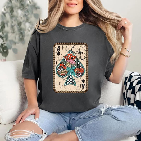 Feeling Lucky T-shirt | Neon Western T-shirt | Turquoise shirt | Trendy Country | Retro Western tee
