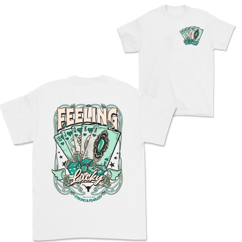 Feeling Lucky Western Graphic Top T-Shirts, Hoodie, Sweatshirt | DripVista.com