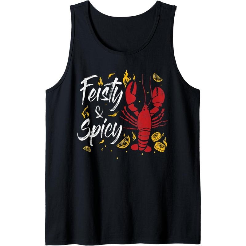 Feisty And Spicy Crawfish Funny Boil Cajun Crawfish Festival Tank Top Made in USA
