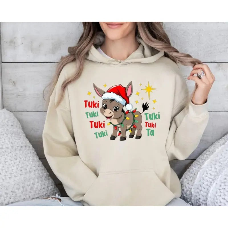 Feliz Navidad Shirt, Mexican Christmas Sweatshirt, Mi Burrito Sabanero Sweater, Latino Xmas Hoodie, Tuki Tuki Donkey Shirt, Holiday, Unisex Sweater Pullover Tee