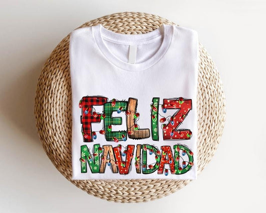 Feliz Navidad Shirt, Spanish Merry Christmas T-Shirt, Christmas Lights Gift Tee, Matching Mexican Family Xmas Tee, Gathering Christmas Outfit.