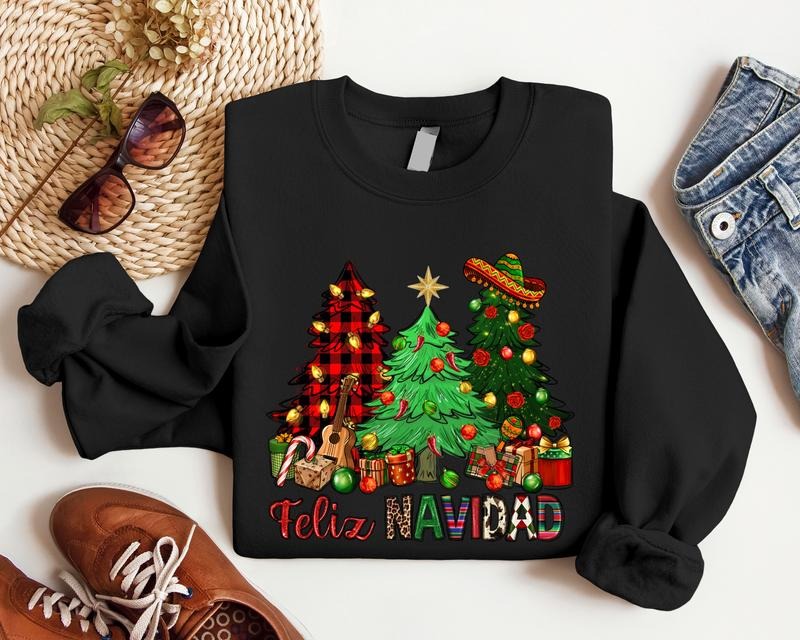 Feliz Navidad Sweatshirt, Spanish Family Matching Christmas, Mexican Christmas Sweater, Spanish Merry Christmas Gift Hoodie, Unisex Mexican Holiday Sweatshirt.
