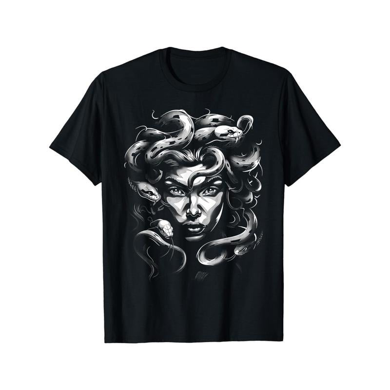 Female Snake Myth Greek Art Painting Illustration T-Shirt Made in USA Hoodie, Sweatshirt | DripVista.com