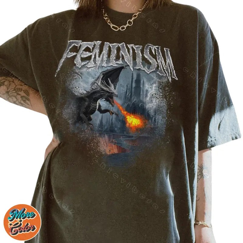 Feminism Dragon Fantasy Shirts, Cotton Unisex T-Shirt, Crew Neck, Size S- 3XL, Menswear Top, Womenswear Top Underwear Streetwear