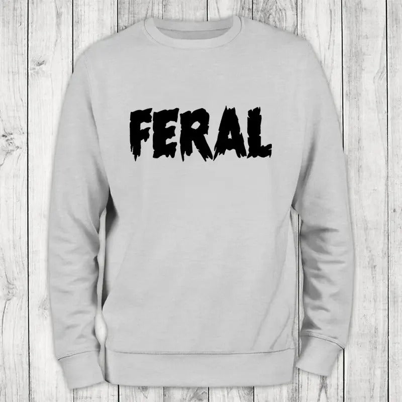 Feral Black Print Sweatshirt Classic Womenswear T-Shirts, Hoodie | DripVista.com