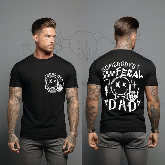 Feral Dad, Somebody's Feral Dad Retro Style Tee, Grunge Style Shirt, Peace Sign, Gift for Dad, Daddy Shirt, Father's Day Gift