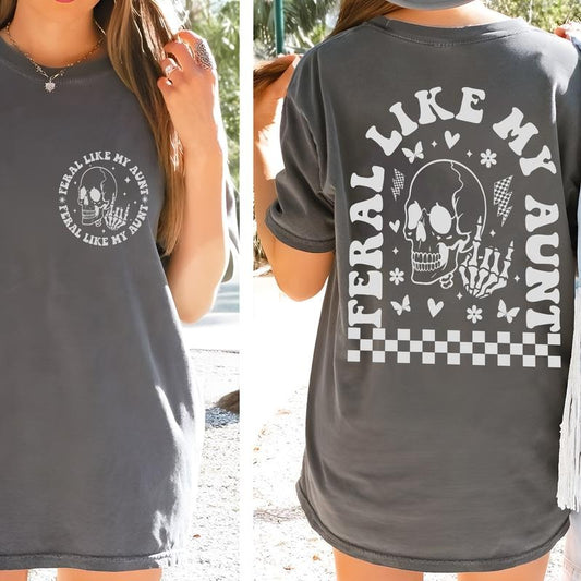 Feral Like My Aunt Shirt, Feral Aunt Shirt, Funny Aunt Shirt, Aunt Shirt, Funny Quote Shirt, Sarcastic Aunt Shirt, Gift for Aunt Cotton Fabric