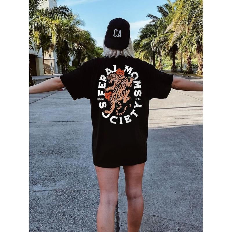 Feral Mom's Shirt, feminist girl power tee, aesthetic grunge moto tshirt, tee, trendy mom, Vintage tiger