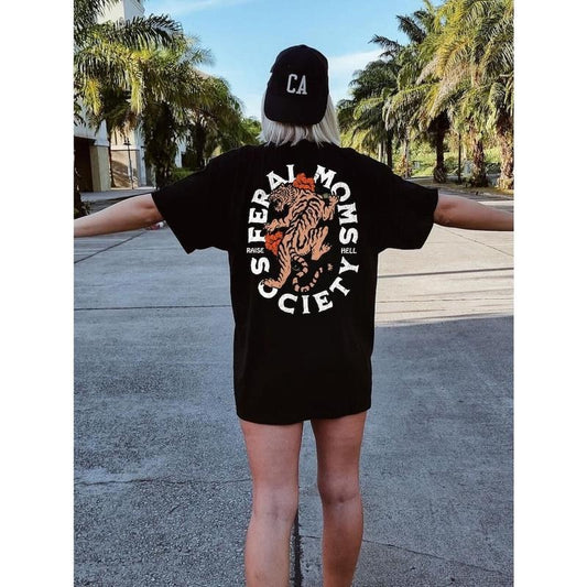 Feral Mom's Shirt, feminist girl power tee, aesthetic grunge moto tshirt, tee, trendy mom, Vintage tiger