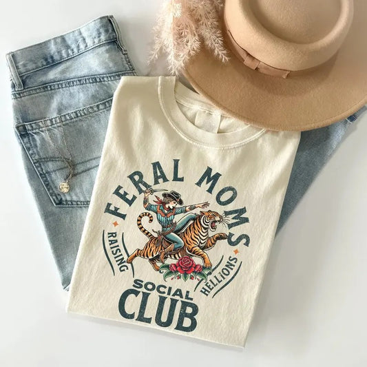 Feral Moms Social Club Shirt, Mom Life Shirt, Feral Mom Gift, Somebody's Feral Wife, Trendy Mom Apparel