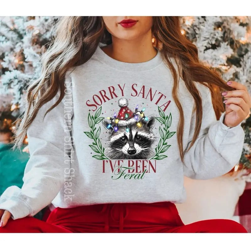 Feral Racoon Christmas Sweatshirt T-Shirts, Hoodie | DripVista.com