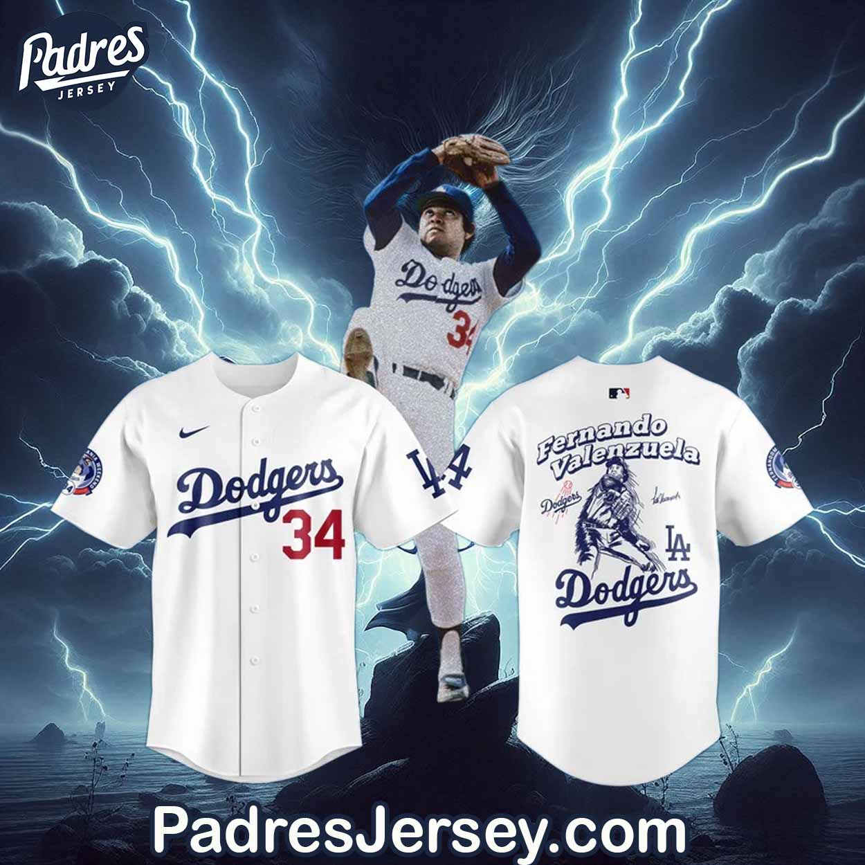 Fernando Valenzuela Los Angeles Dodgers Art Baseball Jersey - Padres Jersey Oasis: Elevate Your Baseball Style Game