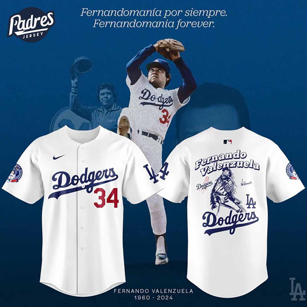 Fernando Valenzuela Los Angeles Dodgers Art Baseball Jersey - Padres Jersey Oasis: Elevate Your Baseball Style Game