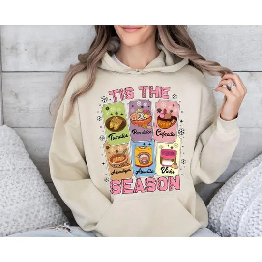 Festive Christmas Shirt for All, Cozy Mexican Sweatshirt, Calories Don't Count Hoodie, Pink Spanish Holiday Apparel with Chocolate Abuelita Design