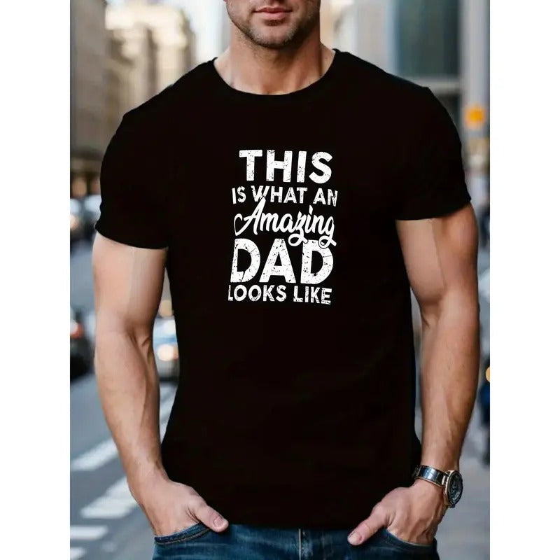 Festive Letter Print Men's Casual Short Sleeve T-Shirt MADE IN USA Hoodie, Sweatshirt | DripVista.com
